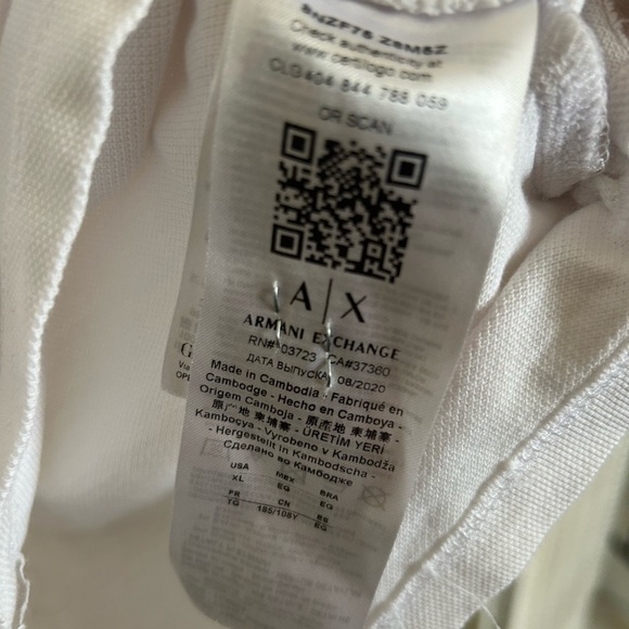 Armani Exchange White Polo with Dark Trim - Picture 3 of 7
